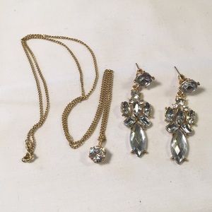 Vintage CZ crystal necklace, earrings
